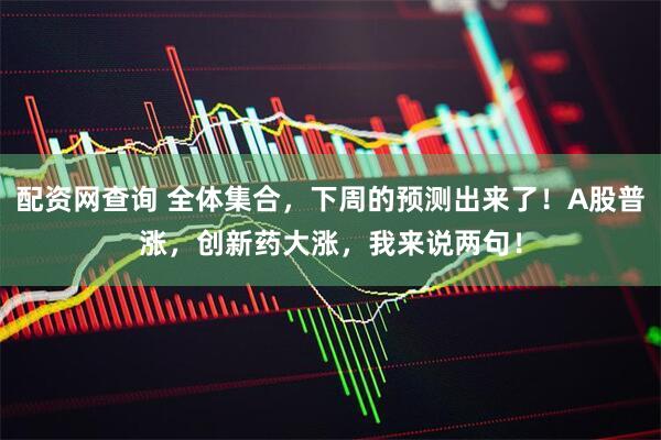 配资网查询 全体集合，下周的预测出来了！A股普涨，创新药大涨，我来说两句！